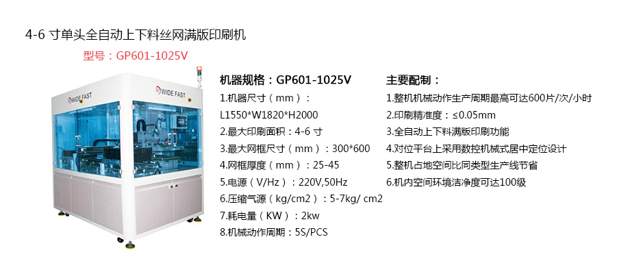 4-6寸单头全自动上下料丝网满版印刷机